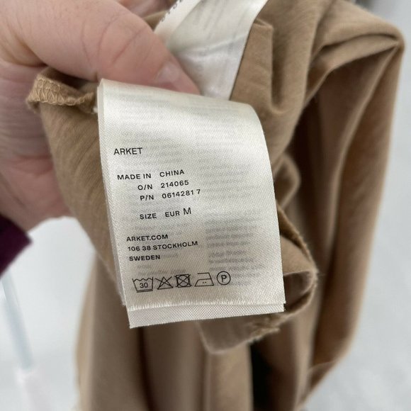 ARKET Merino Wool T Shirt Top Short Sleeve Beige Brown size Medium - Picture 10 of 11